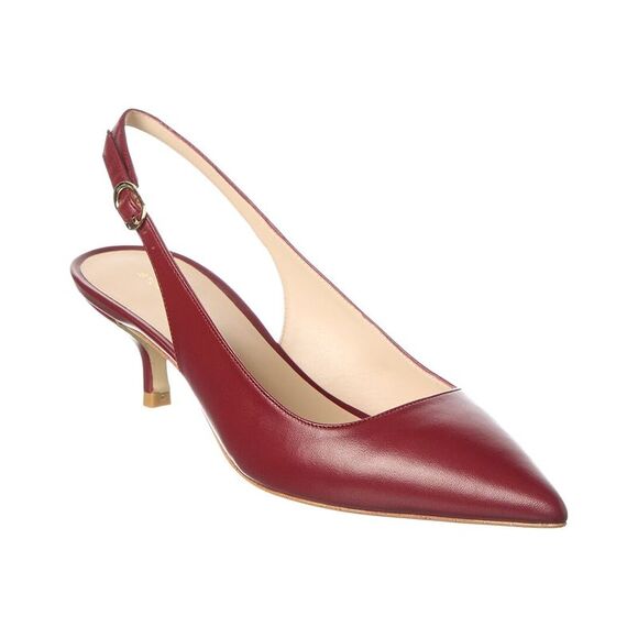 Stuart Weitzman Leigh 50 Leather Slingback Pump Red